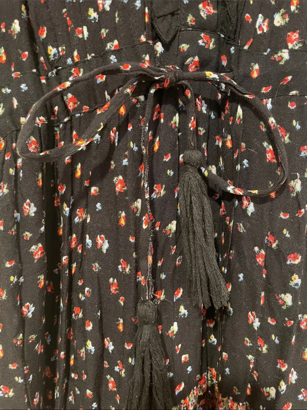 Free People Rare Feelings Black Maxi Dress with Red Floral Print